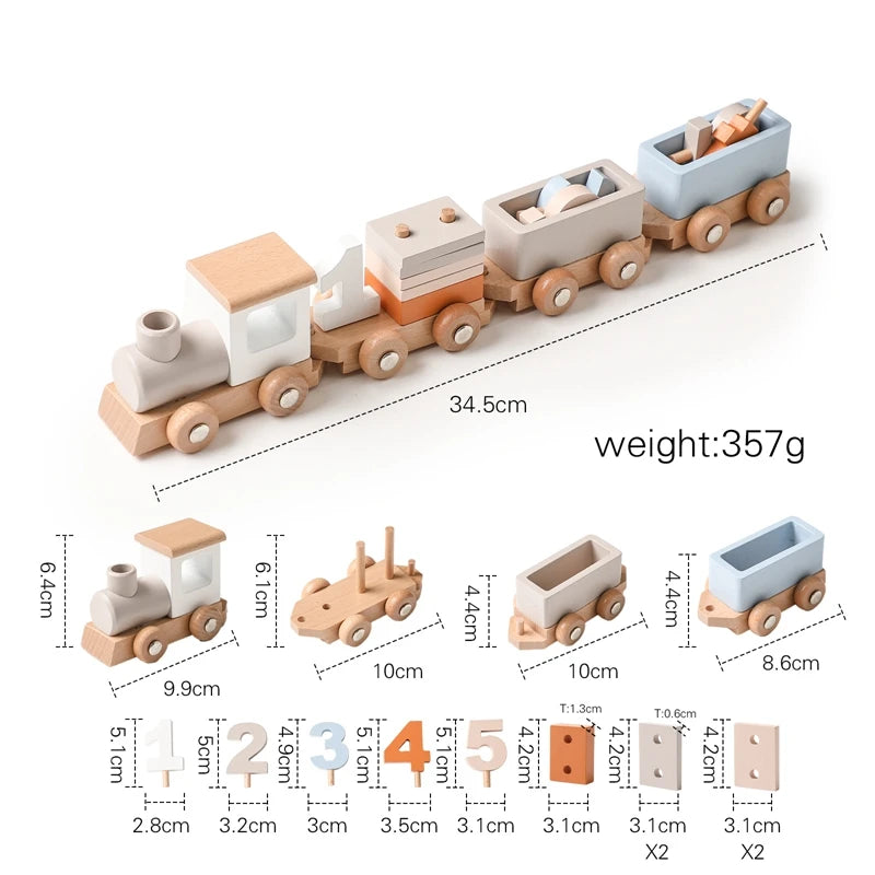 Wooden Montessori Train Learning Toy for Kids Gift