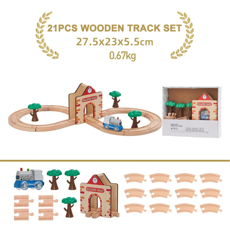 Educational Wooden Railway Track Expansion Set for Kids