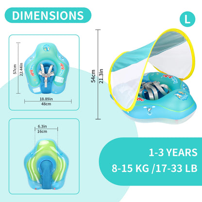 Infant Swimming Float with Sun Shade for Pool Fun