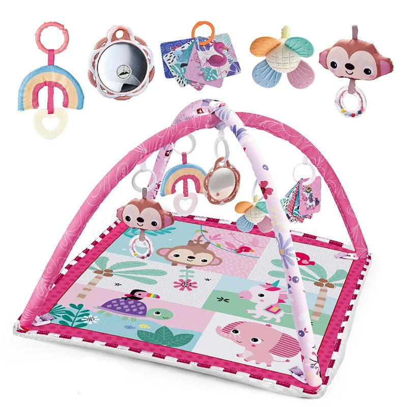 Baby Play Gym Activity Mat with Hanging Toys for Newborns and Infants