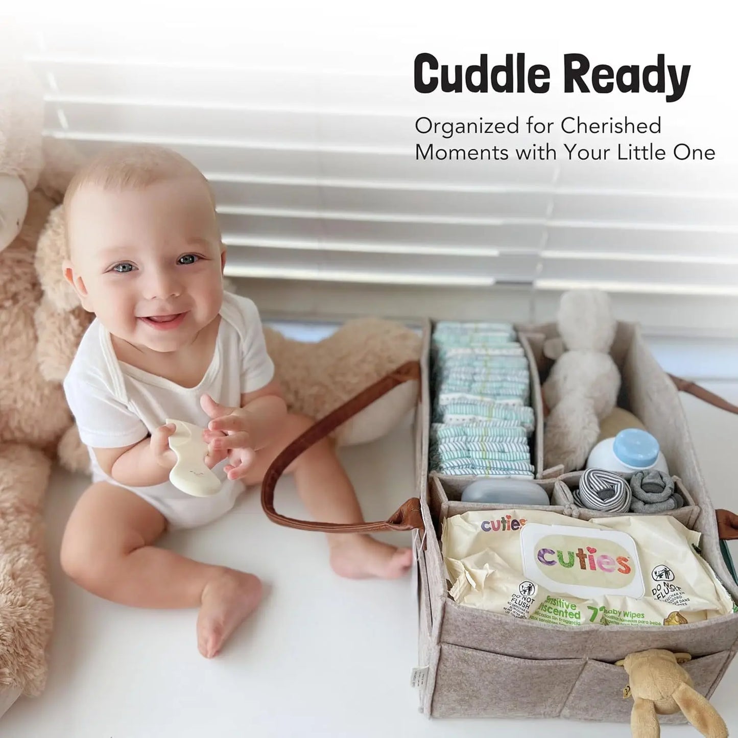 Baby Felt Diaper Caddy Organizer with Storage Pockets