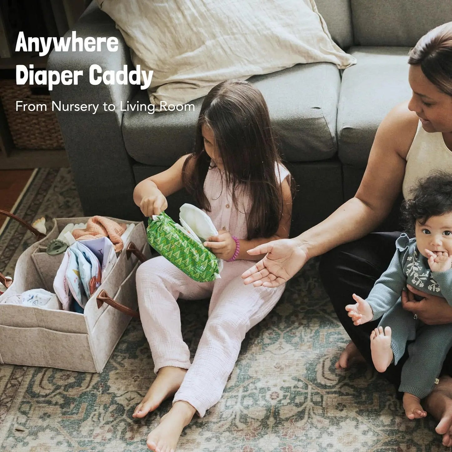 Baby Felt Diaper Caddy Organizer with Storage Pockets