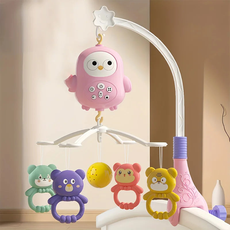 Baby Crib Mobile Rotating with Music Lights and Remote Control for Newborn Infant Gift