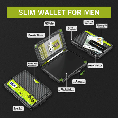 Business Compact Wallet with Money Clip and RFID Protection for Men