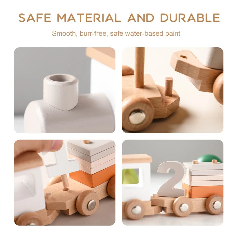 Wooden Montessori Train Learning Toy for Kids Gift