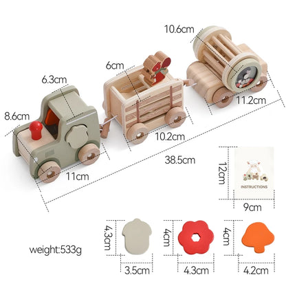 Wooden Montessori Train Learning Toy for Kids Gift