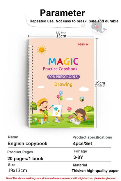 Reusable Magic Writing Practice Workbook for Kids