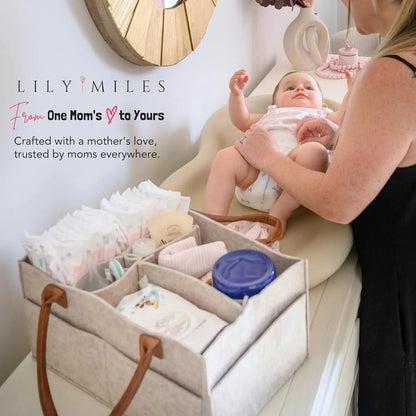 Baby Felt Diaper Caddy Organizer with Storage Pockets