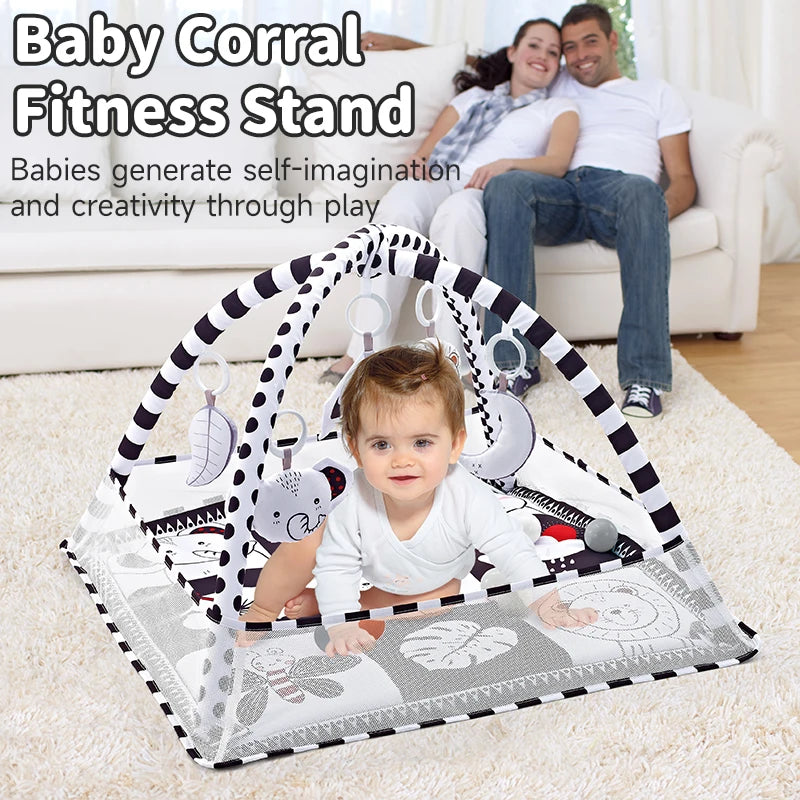 Baby Play Gym Activity Mat with Hanging Toys for Newborns and Infants