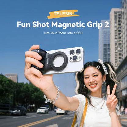 Magnetic Phone Camera Grip with Bluetooth Remote Control for iPhone and Android