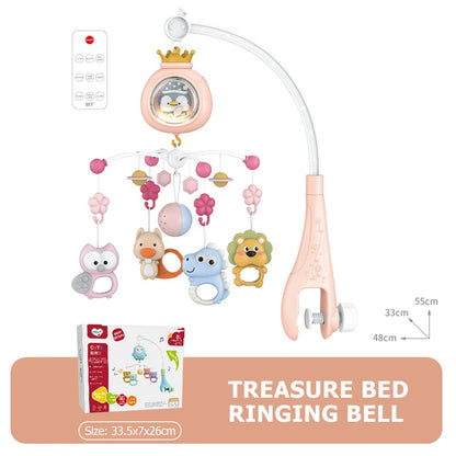 Baby Crib Mobile Rotating with Music Lights and Remote Control for Newborn Infant Gift