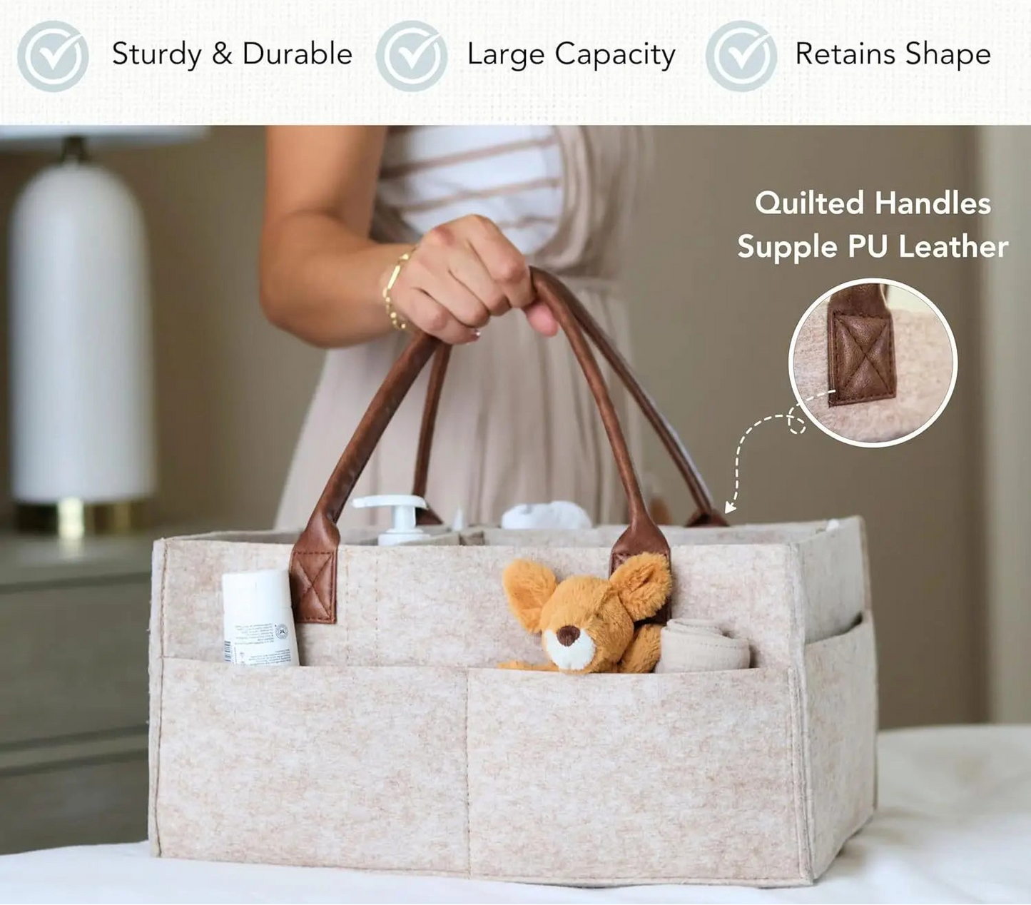 Baby Felt Diaper Caddy Organizer with Storage Pockets