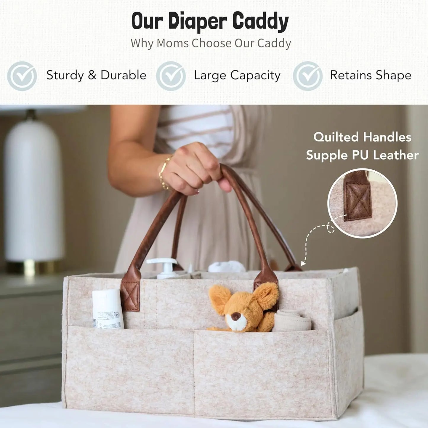 Baby Felt Diaper Caddy Organizer with Storage Pockets