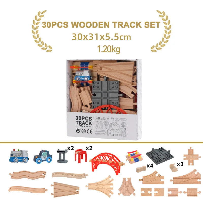 Educational Wooden Railway Track Expansion Set for Kids