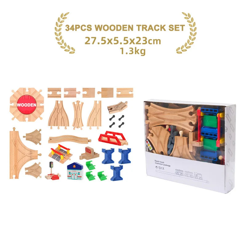 Educational Wooden Railway Track Expansion Set for Kids