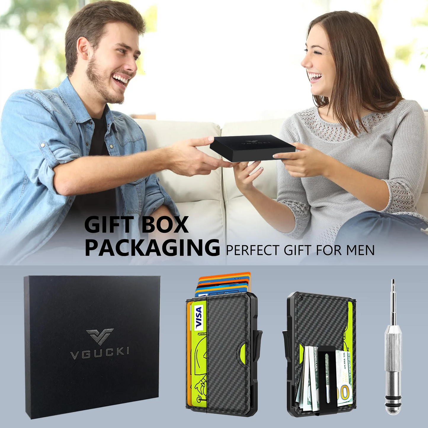 Business Compact Wallet with Money Clip and RFID Protection for Men