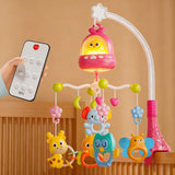 Baby Crib Mobile Rotating with Music Lights and Remote Control for Newborn Infant Gift