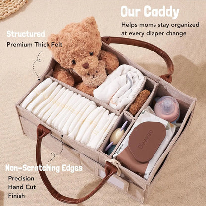 Baby Felt Diaper Caddy Organizer with Storage Pockets