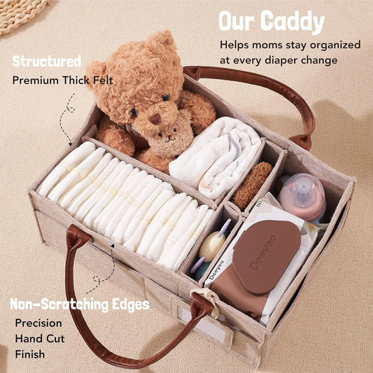 Baby Felt Diaper Caddy Organizer with Storage Pockets