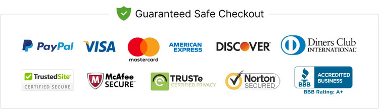 EcoBeginning - Collection of payment logos and security badges on a white background